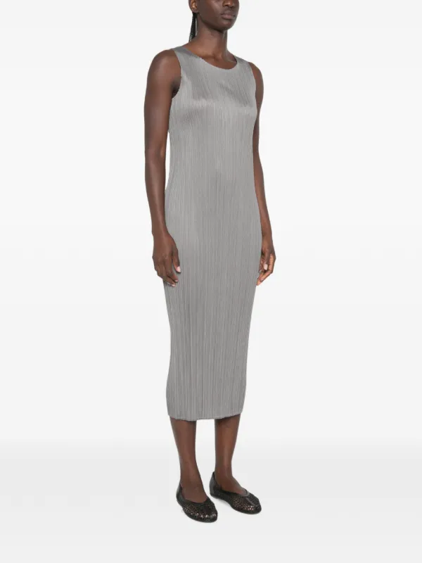 Pleats Please Issey Miyake Gray Basics Midi Dress