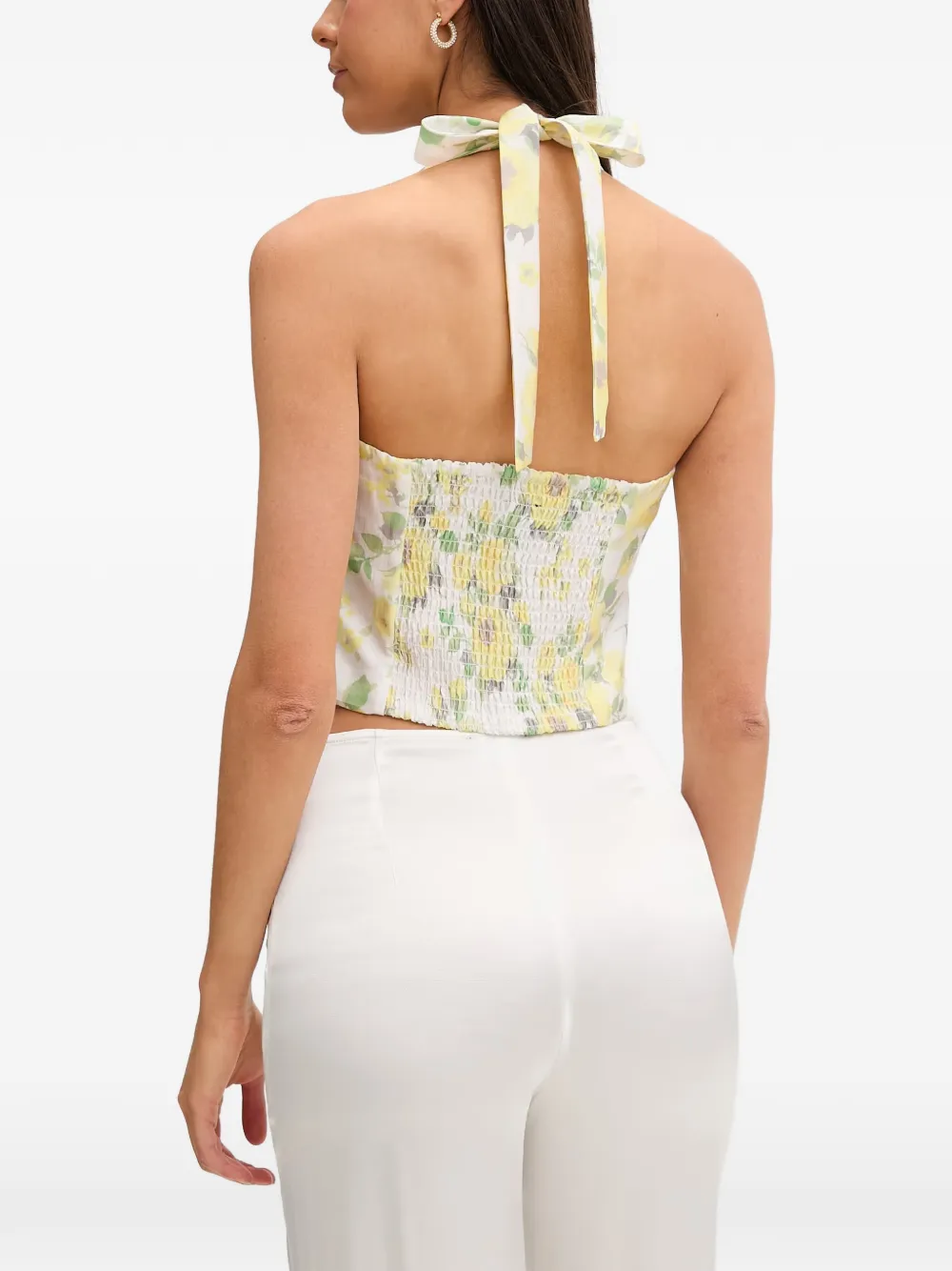 Bardot Deserae haltertop met bloemenprint Geel