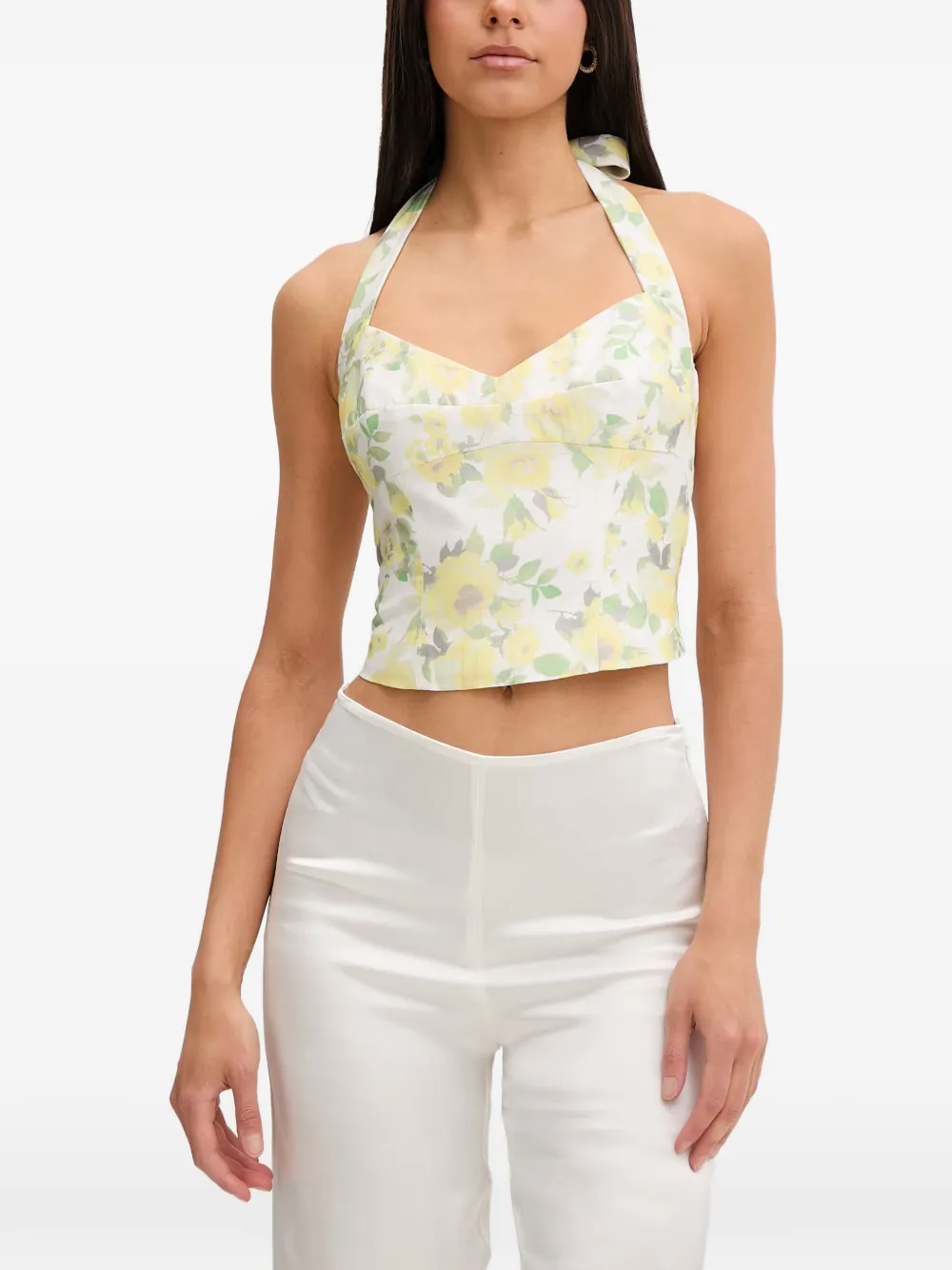 Bardot Deserae floral-print halterneck top · L