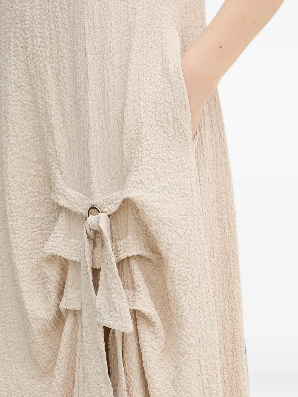 Joseph Ribkoff midi-jurk met gekreukt effect en ruches Beige