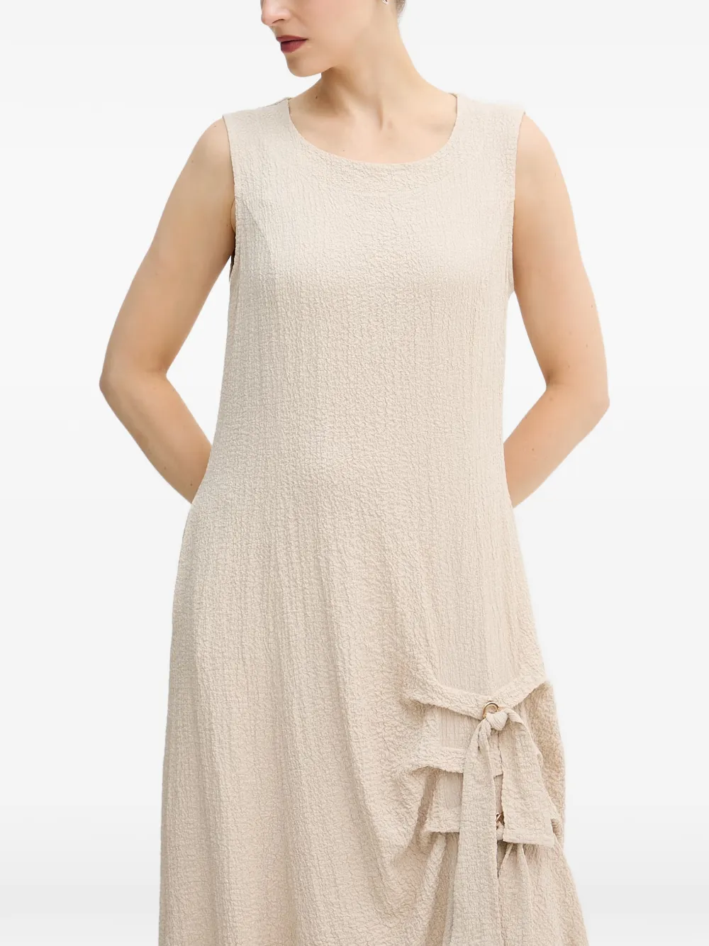 Joseph Ribkoff midi-jurk met gekreukt effect en ruches Beige