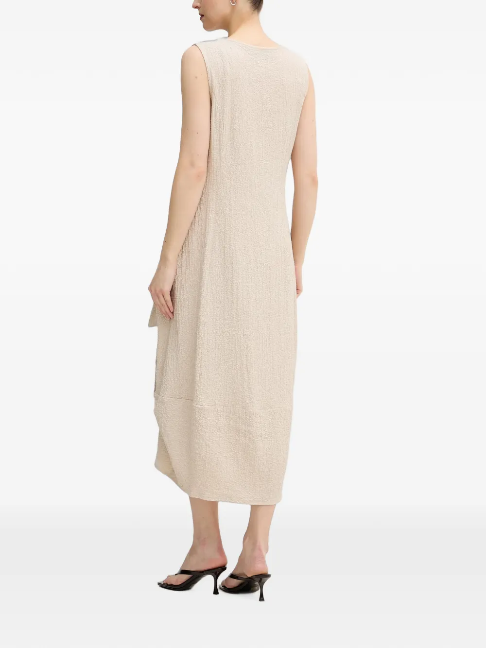 Joseph Ribkoff midi-jurk met gekreukt effect en ruches Beige