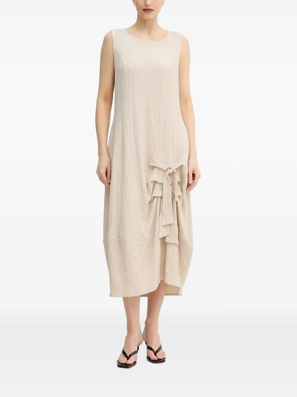 Joseph Ribkoff crinkle-effect ruffled midi dress - Neutrals