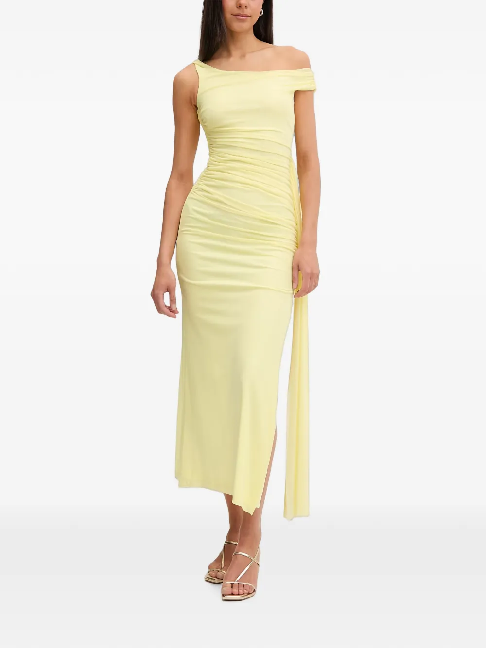 Bardot Layana ruched one-shoulder maxi dress - Giallo