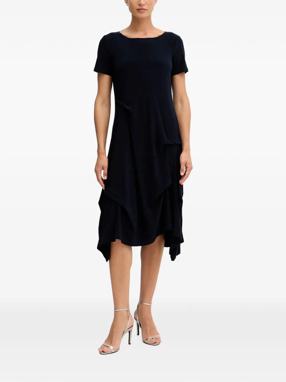 Joseph Ribkoff asymmetric-hem short-sleeve midi dress - Blue