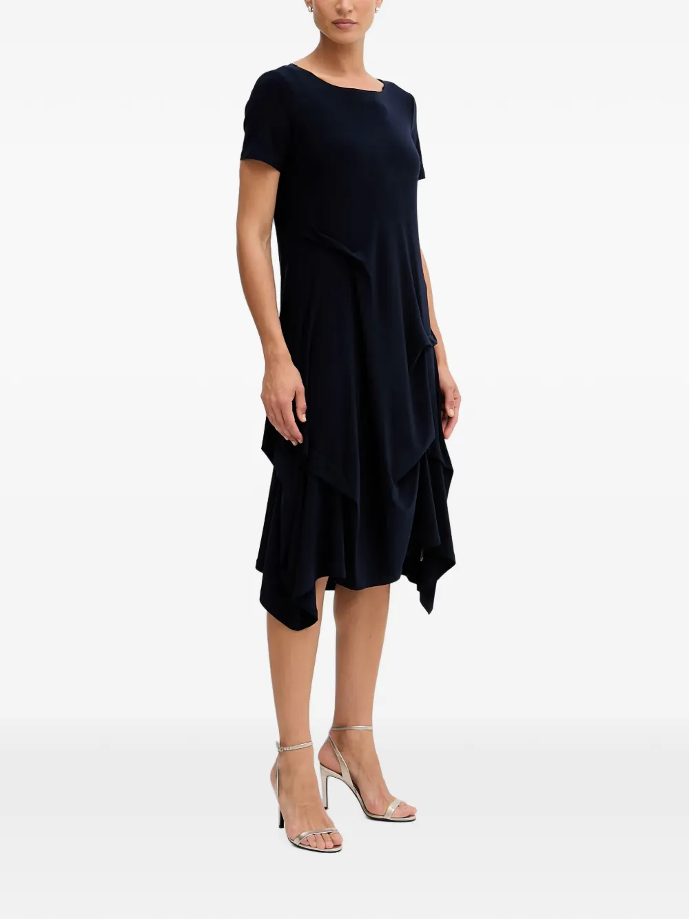 Joseph Ribkoff Midi-jurk met korte mouwen en asymmetrische afwerking Blauw