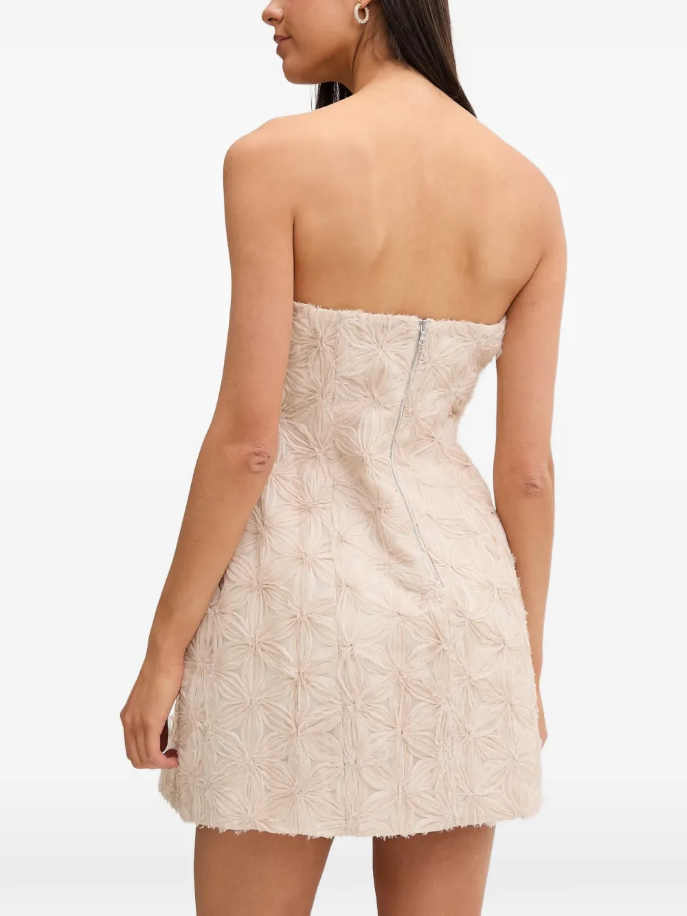 Bardot Karoline strapless 3D-mini-jurk met bloemenprint Beige