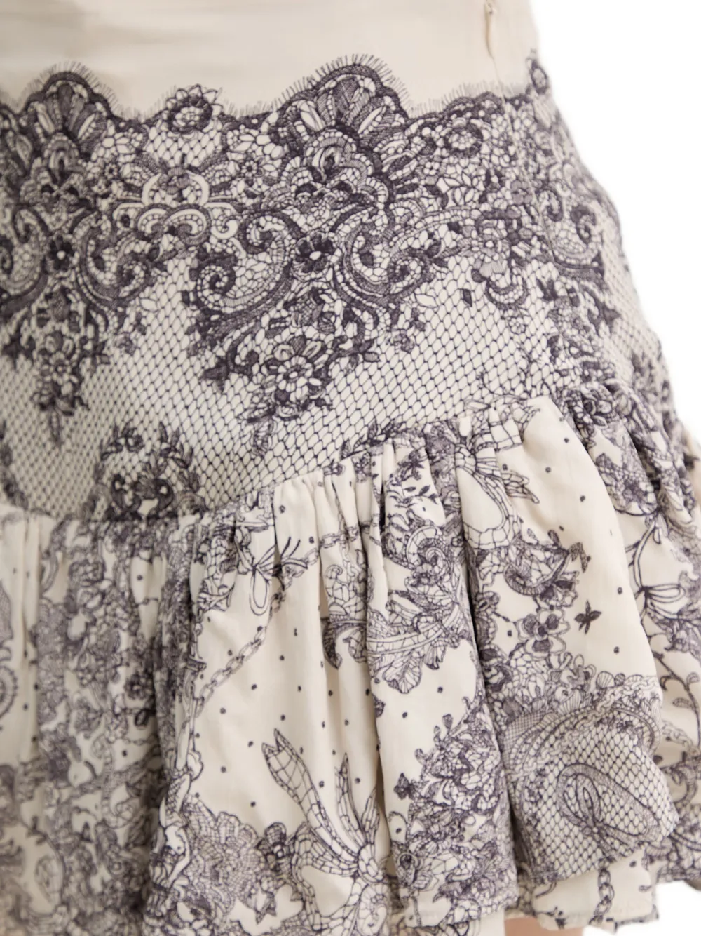 Blugirl Rok met korte kanten print en ruches Beige