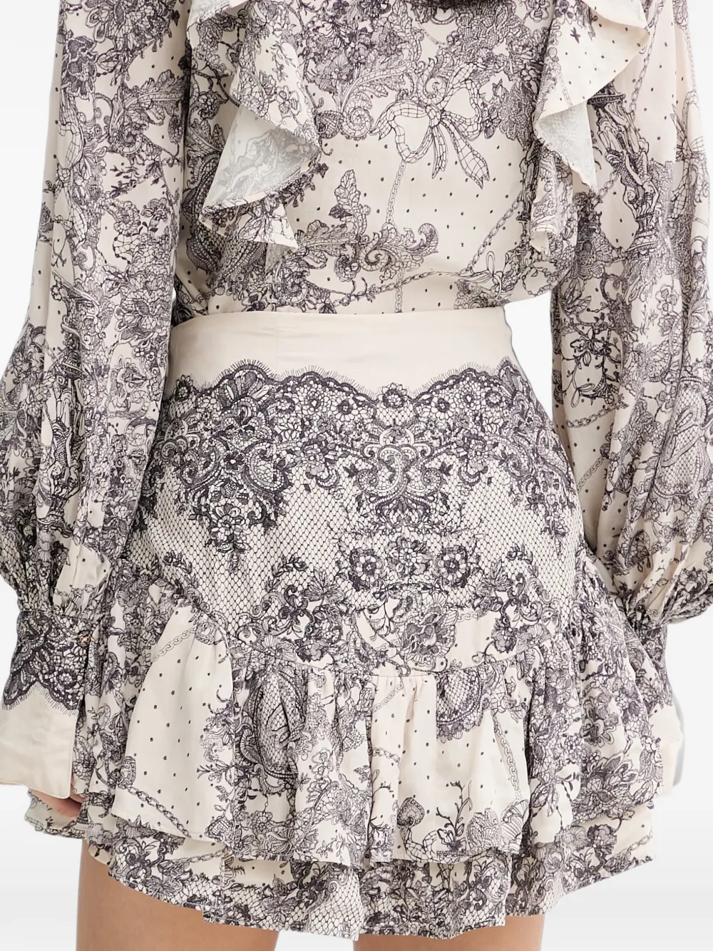 Blugirl Rok met korte kanten print en ruches Beige