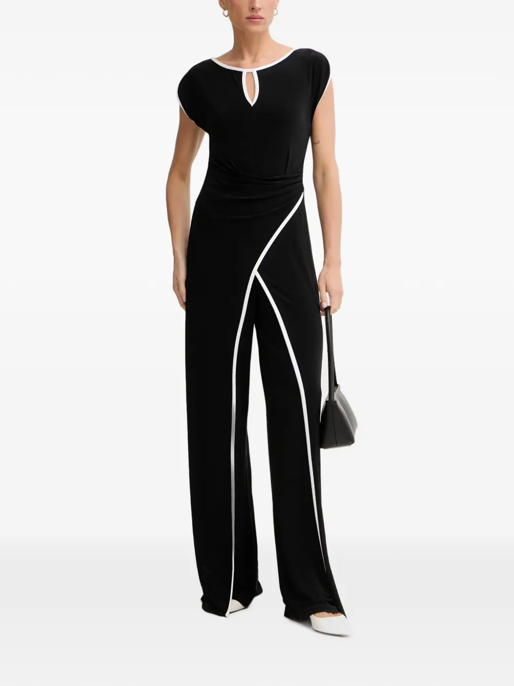 Joseph Ribkoff Jumpsuit met contrasterende afwerking Zwart