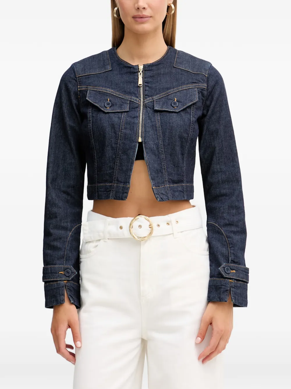 Blugirl zip-up cropped denim jacket