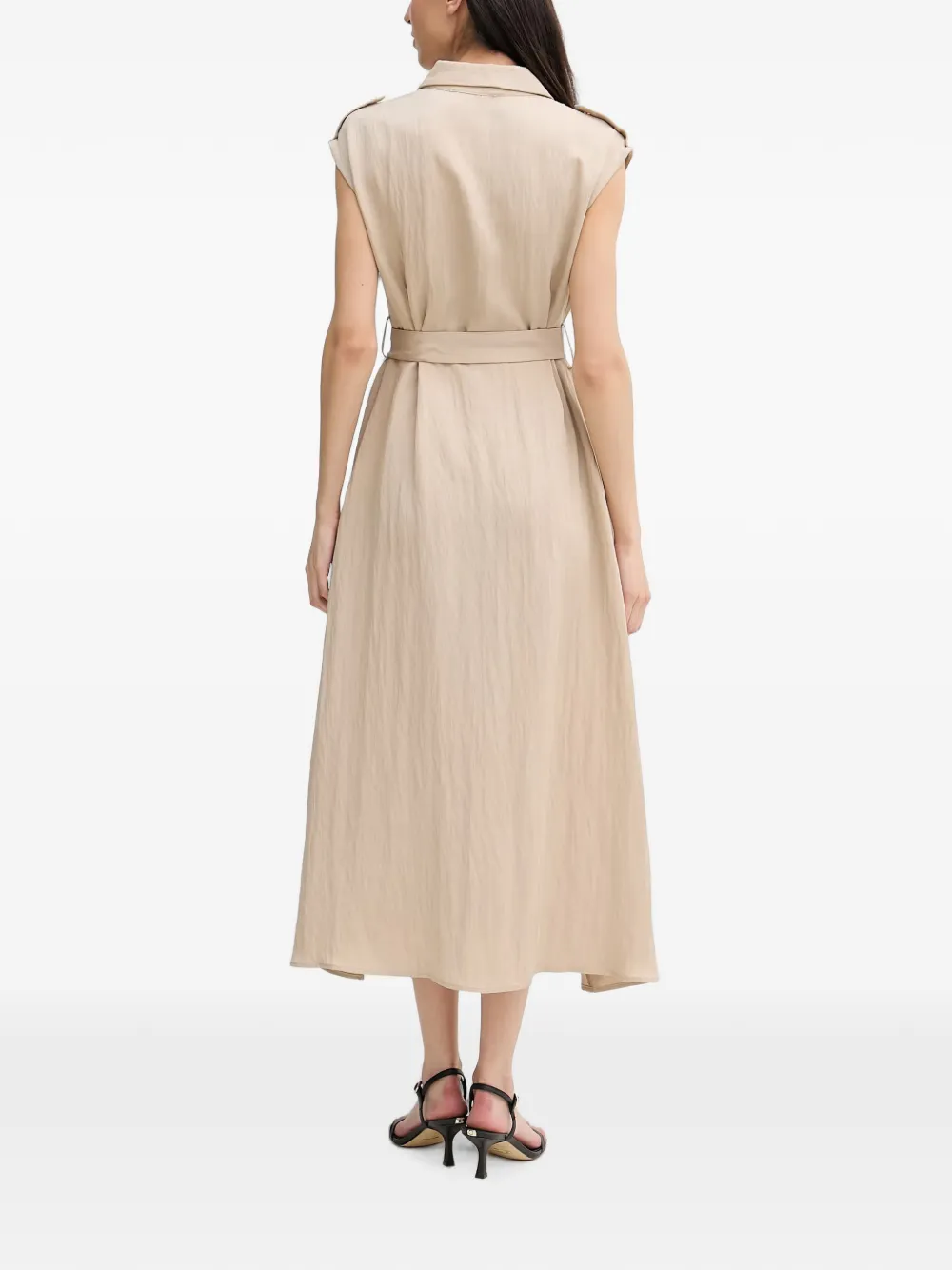Joseph Ribkoff Midi-jurk met knopen en ceintuur Beige