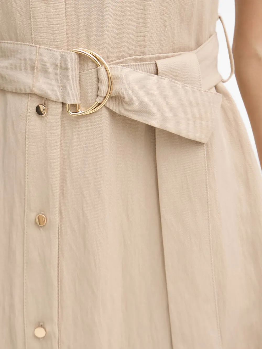 Joseph Ribkoff Midi-jurk met knopen en ceintuur Beige
