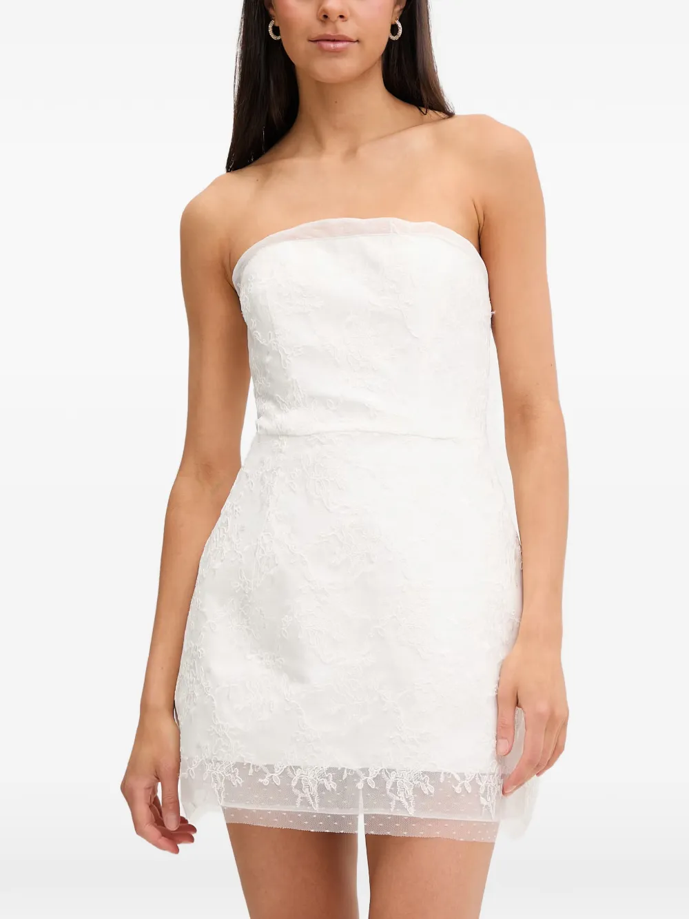 Bardot Franca hourgrass-shaped lace strapless mini dress