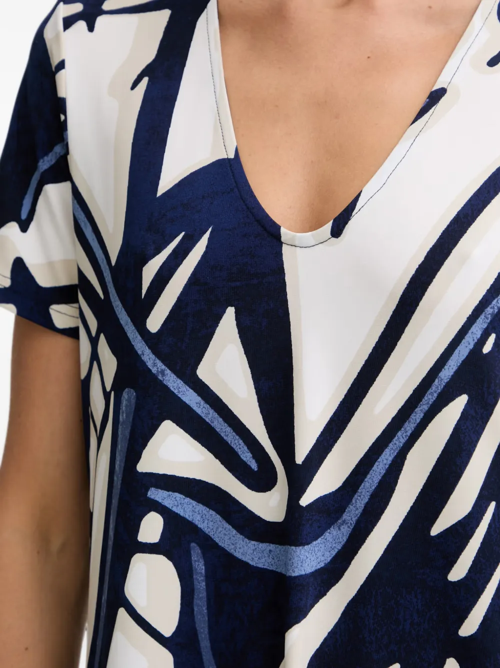 Joseph Ribkoff Midi-jurk met abstracte print en V-hals Blauw