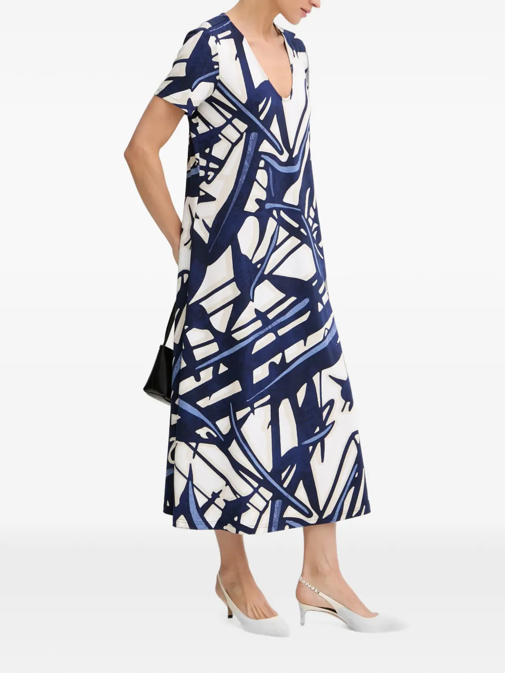 Joseph Ribkoff Midi-jurk met abstracte print en V-hals Blauw