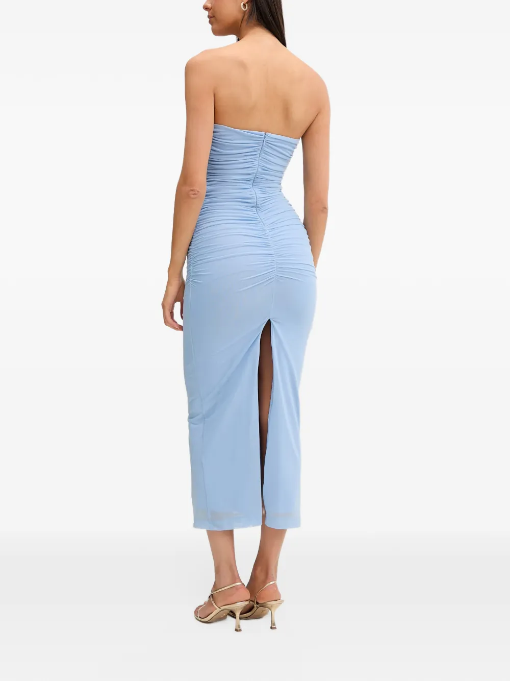 Bardot Julane ruched cut-out midi dress Blauw