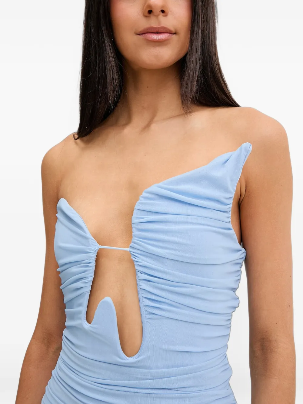 Bardot Julane ruched cut-out midi dress Blauw