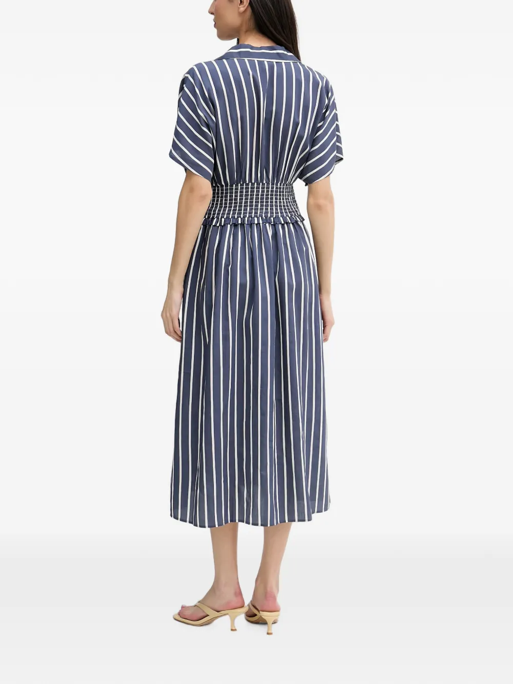 Joseph Ribkoff Gesmockte midi-jurk met verticale streep Blauw