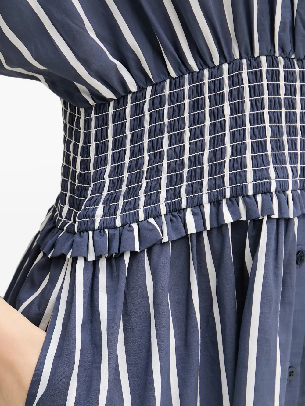 Joseph Ribkoff Gesmockte midi-jurk met verticale streep Blauw