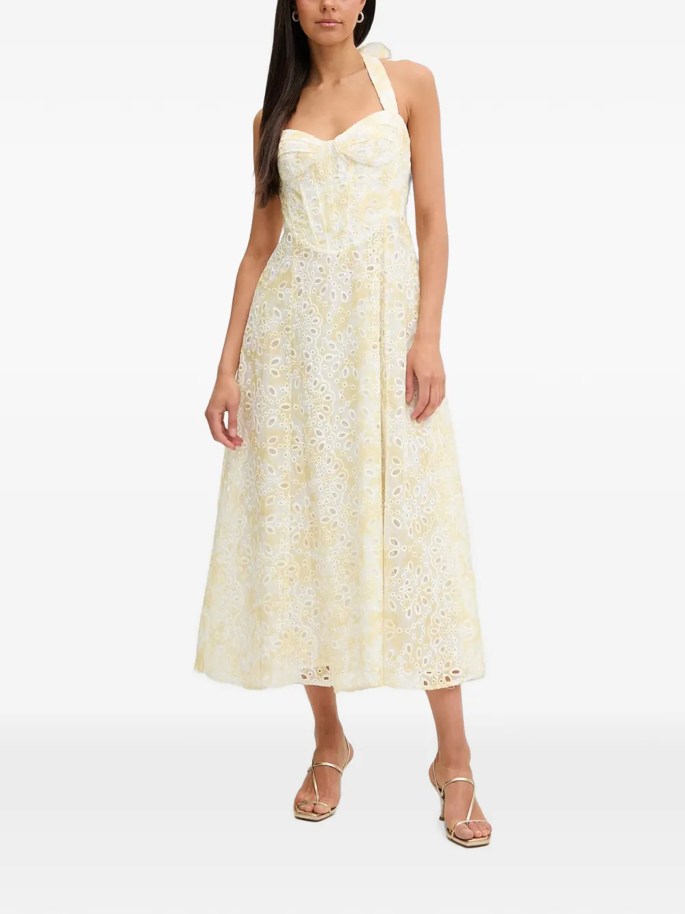 Bardot Pollie floral-print broderie-anglaise midi dress