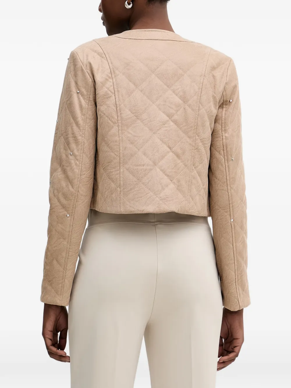 Joseph Ribkoff Gevoerd jack met studs en ceintuur Beige