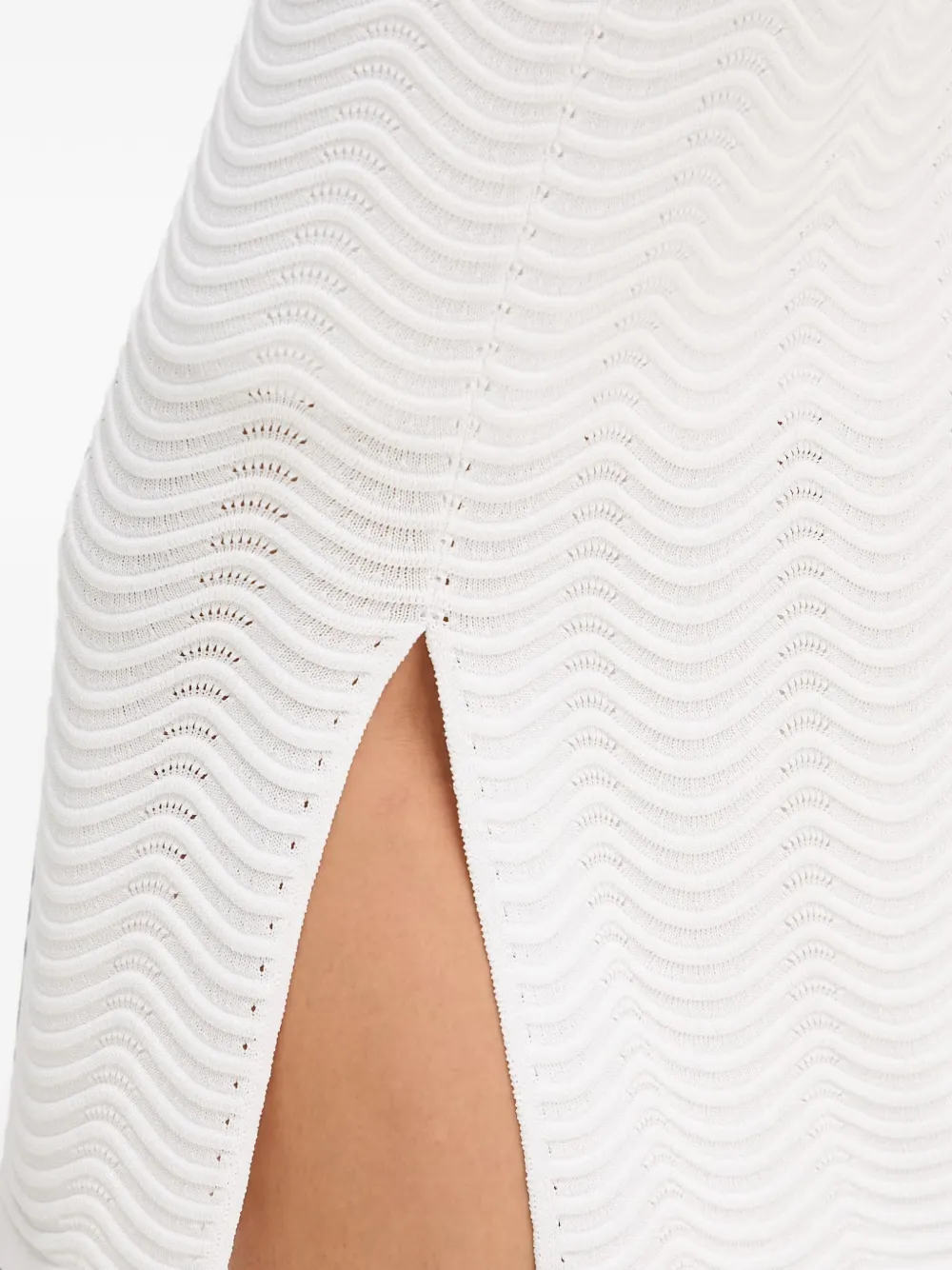 Joseph Ribkoff Midi-rok met zijsplit en chevron-streep Wit