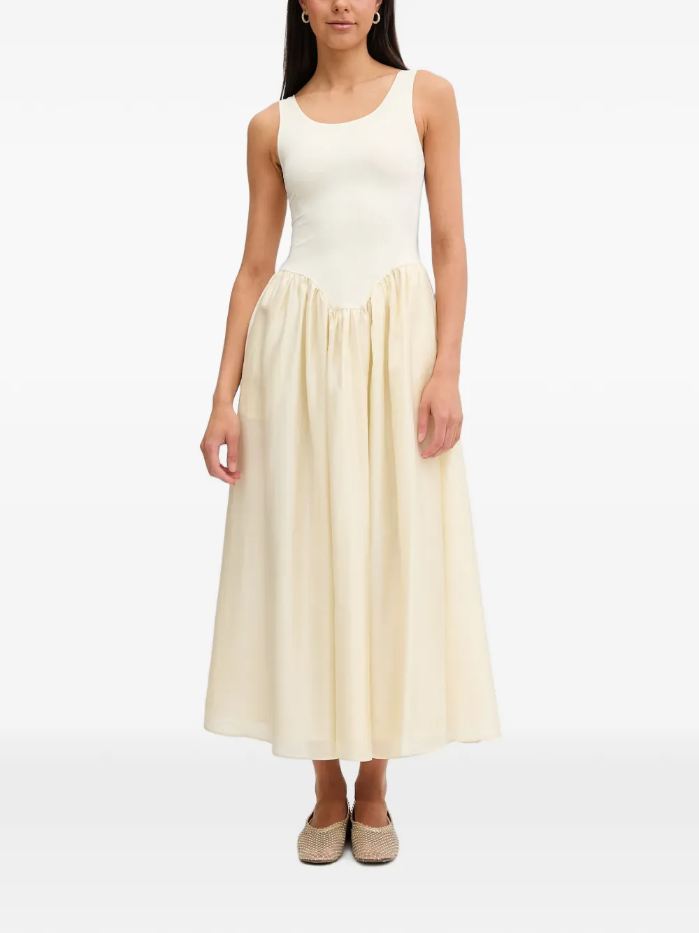 Bardot Lorie scoop-neck flared midi dress - Neutrals