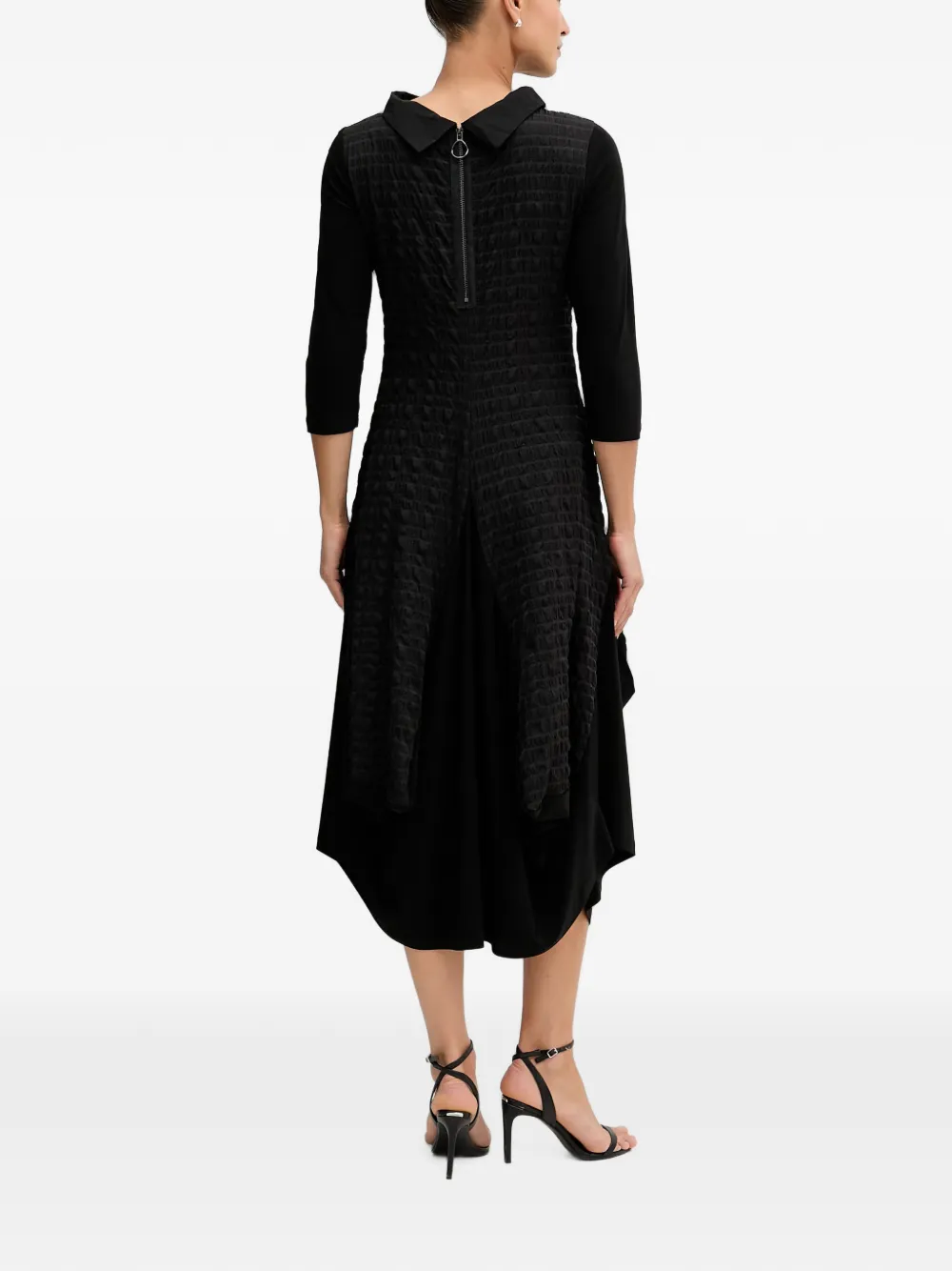 Joseph Ribkoff Midi-jurk met gewatteerd vlak en cropped mouwen Zwart