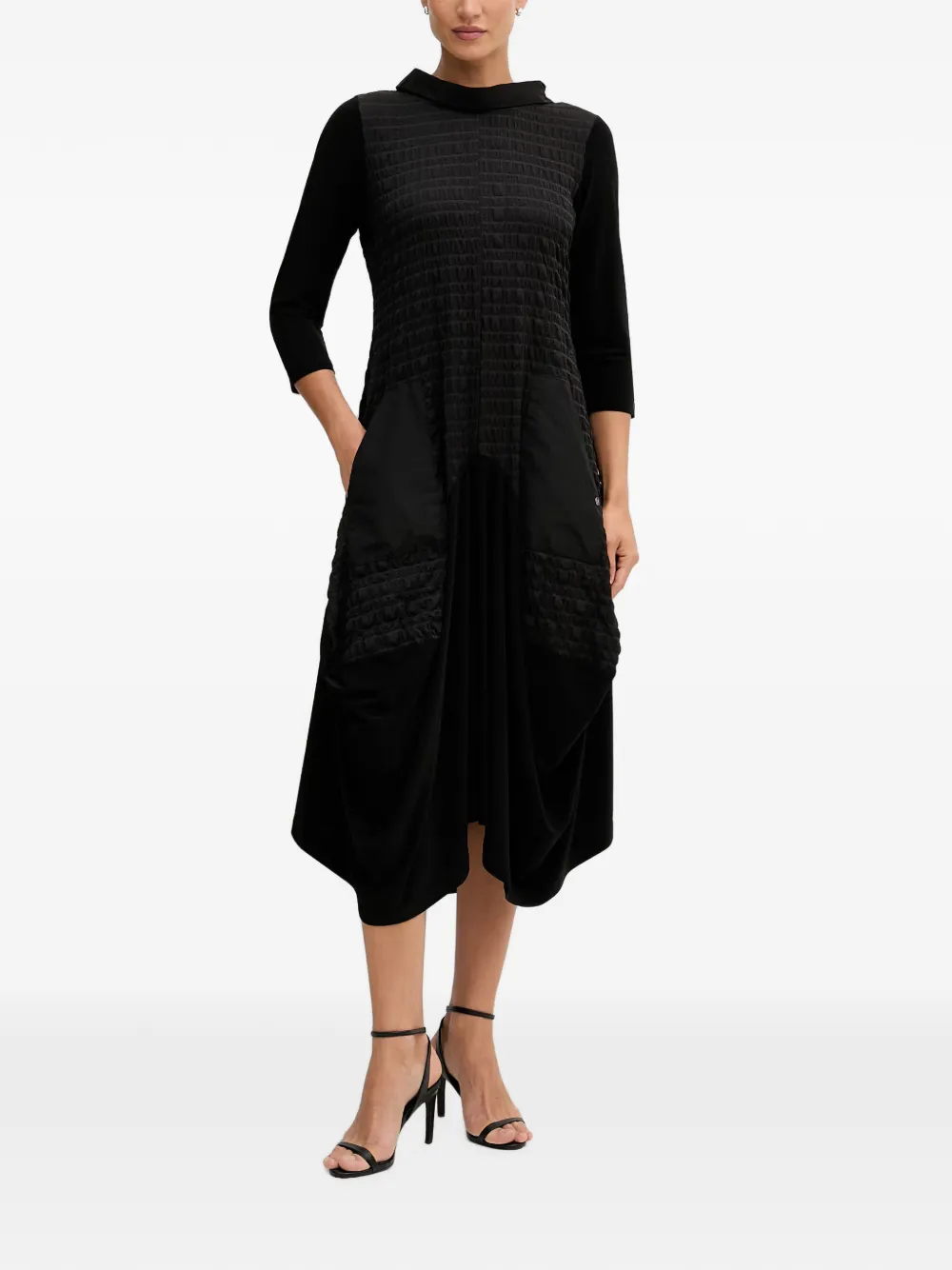 Joseph Ribkoff quilted-panel three-quarter sleeved midi dress - Nero