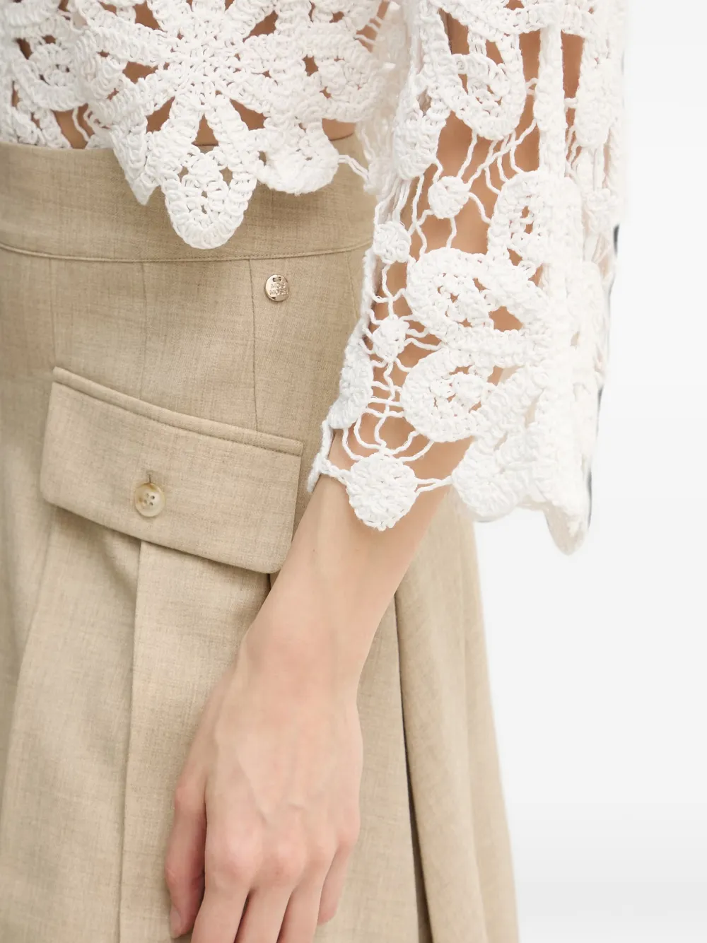 Joseph Ribkoff Gehaakt vest met bloemen Wit