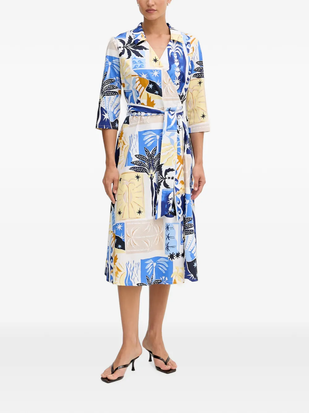 Joseph Ribkoff graphic-print belted wrap midi dress - Blau