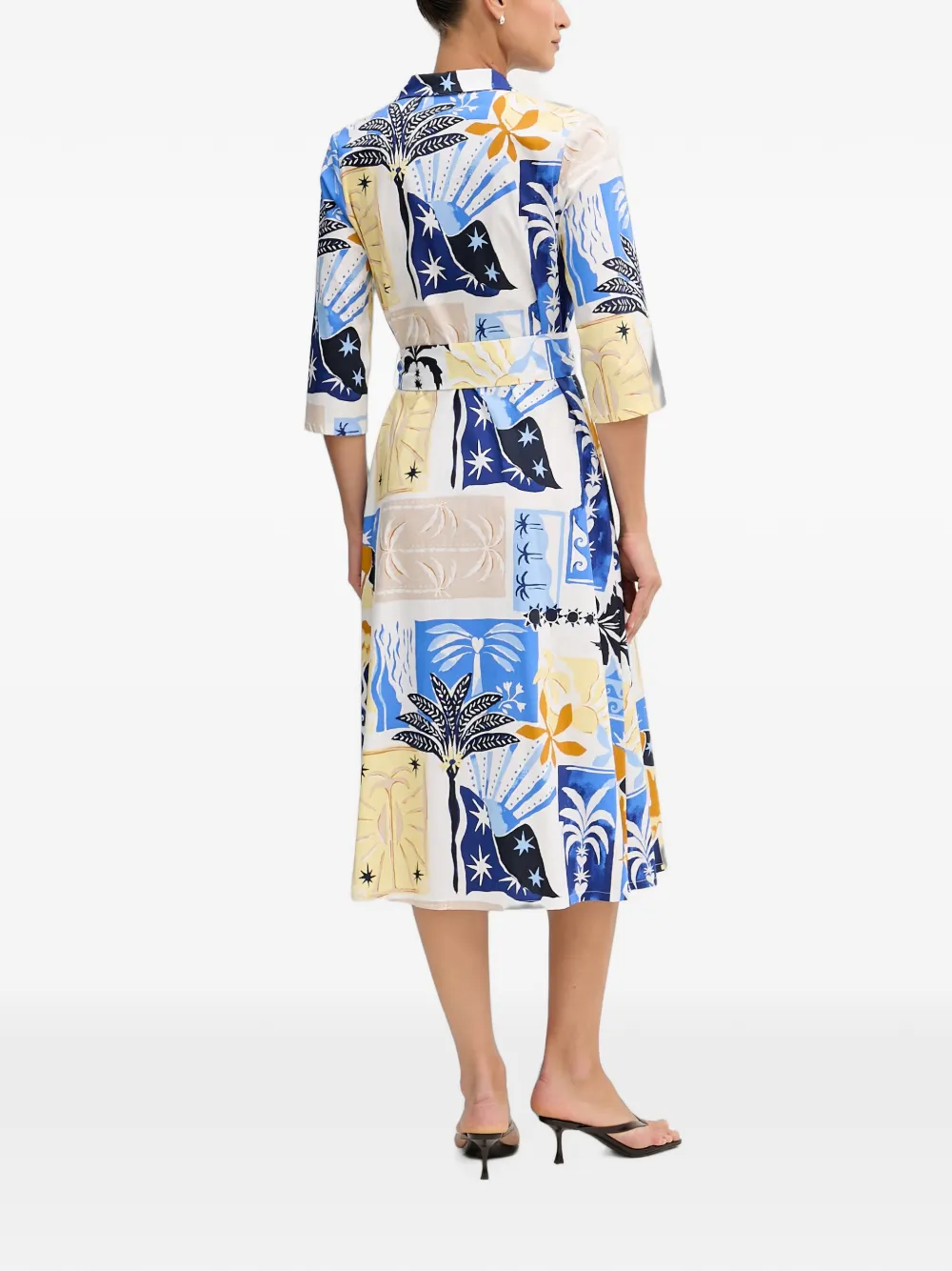 Joseph Ribkoff Midi-jurk met grafische print en ceintuur Blauw