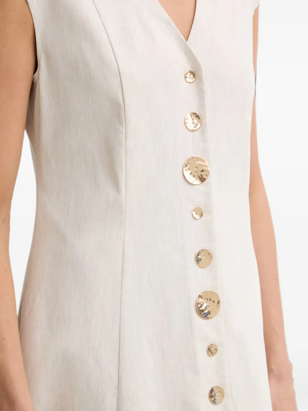 Joseph Ribkoff Mouwloze button-up mini-jurk Beige