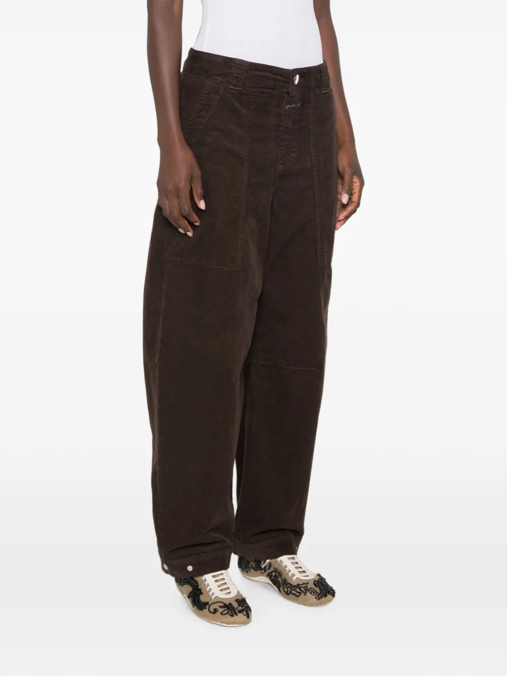 Closed Rhannon ribfluwelen broek met vlakken Bruin