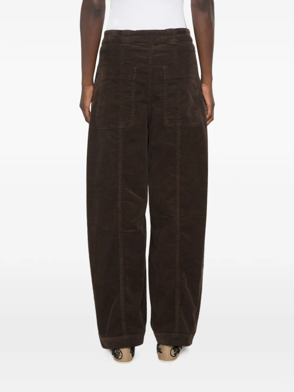 Closed Rhannon ribfluwelen broek met vlakken Bruin