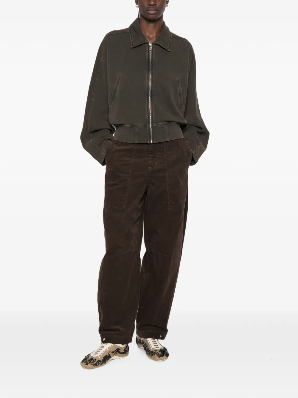 Closed Rhannon ribfluwelen broek met vlakken Bruin