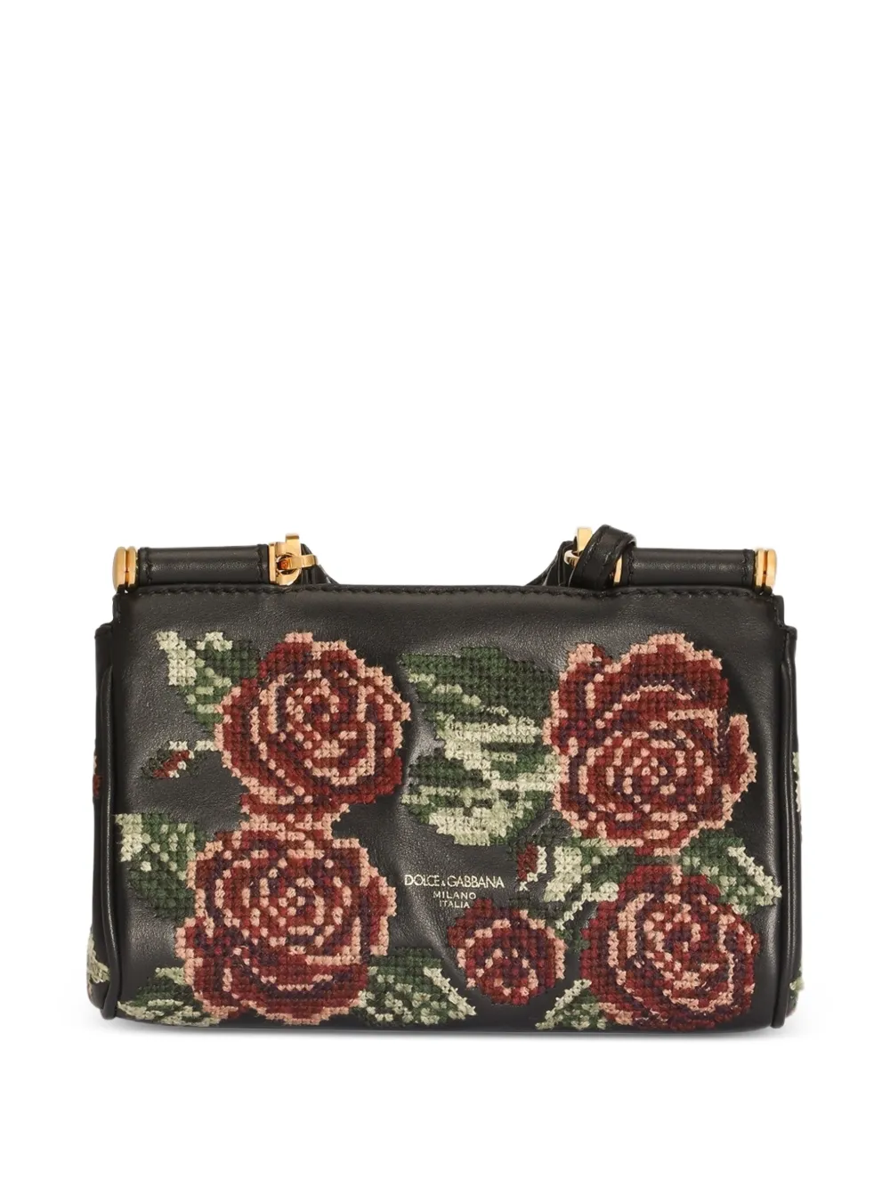 Dolce & Gabbana My Sicily leren mini-handtas met bloemenprint Zwart