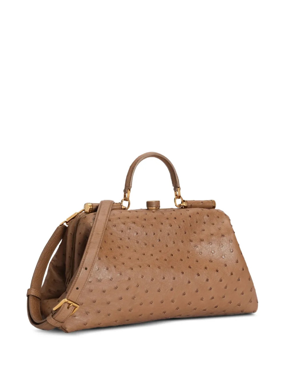 Dolce & Gabbana Große Grandma Handtasche aus Straußenleder - Nude