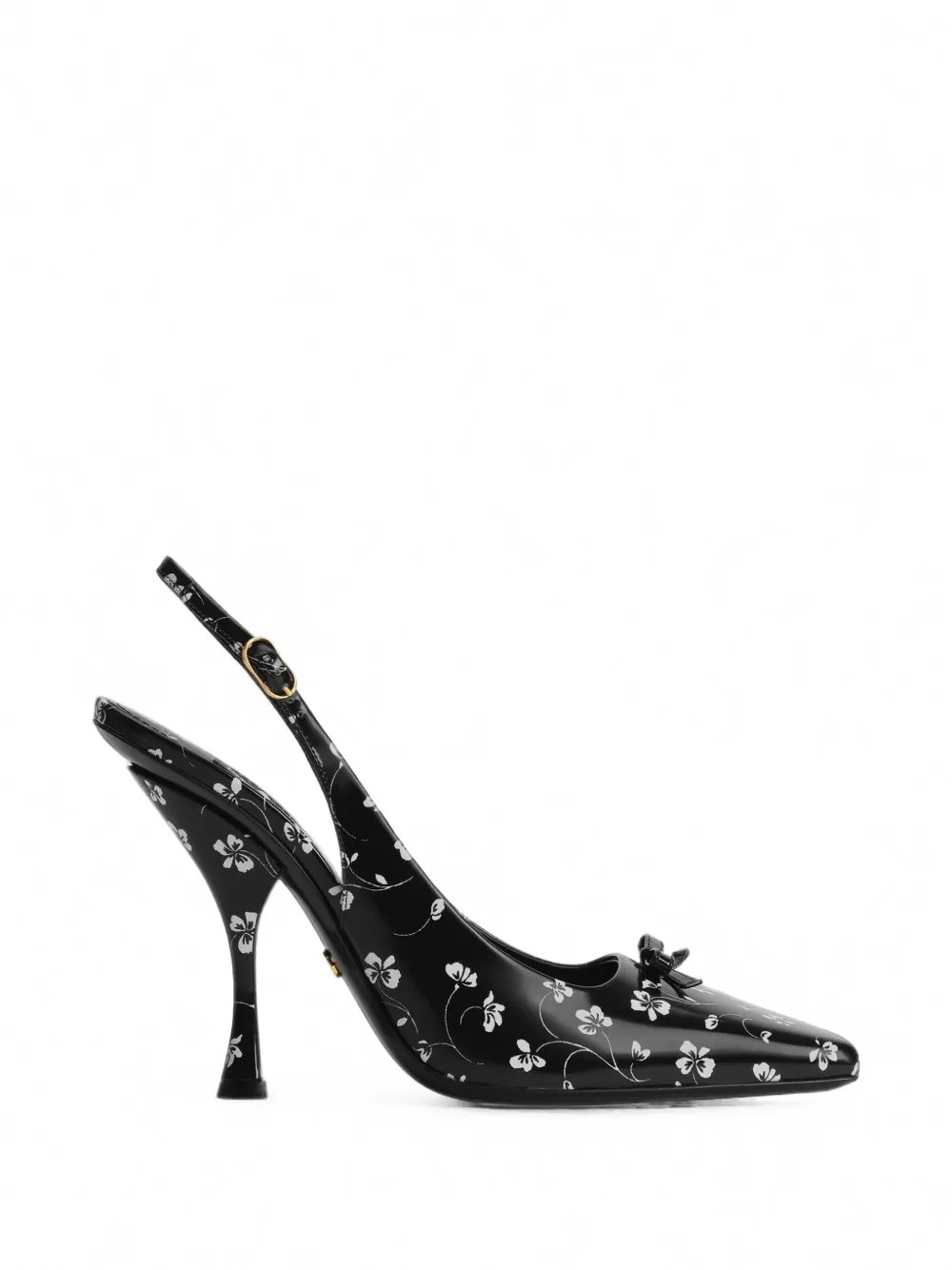 Dolce & Gabbana Pumps in pelle di vitello a fiori con cinturino posteriore - Nero