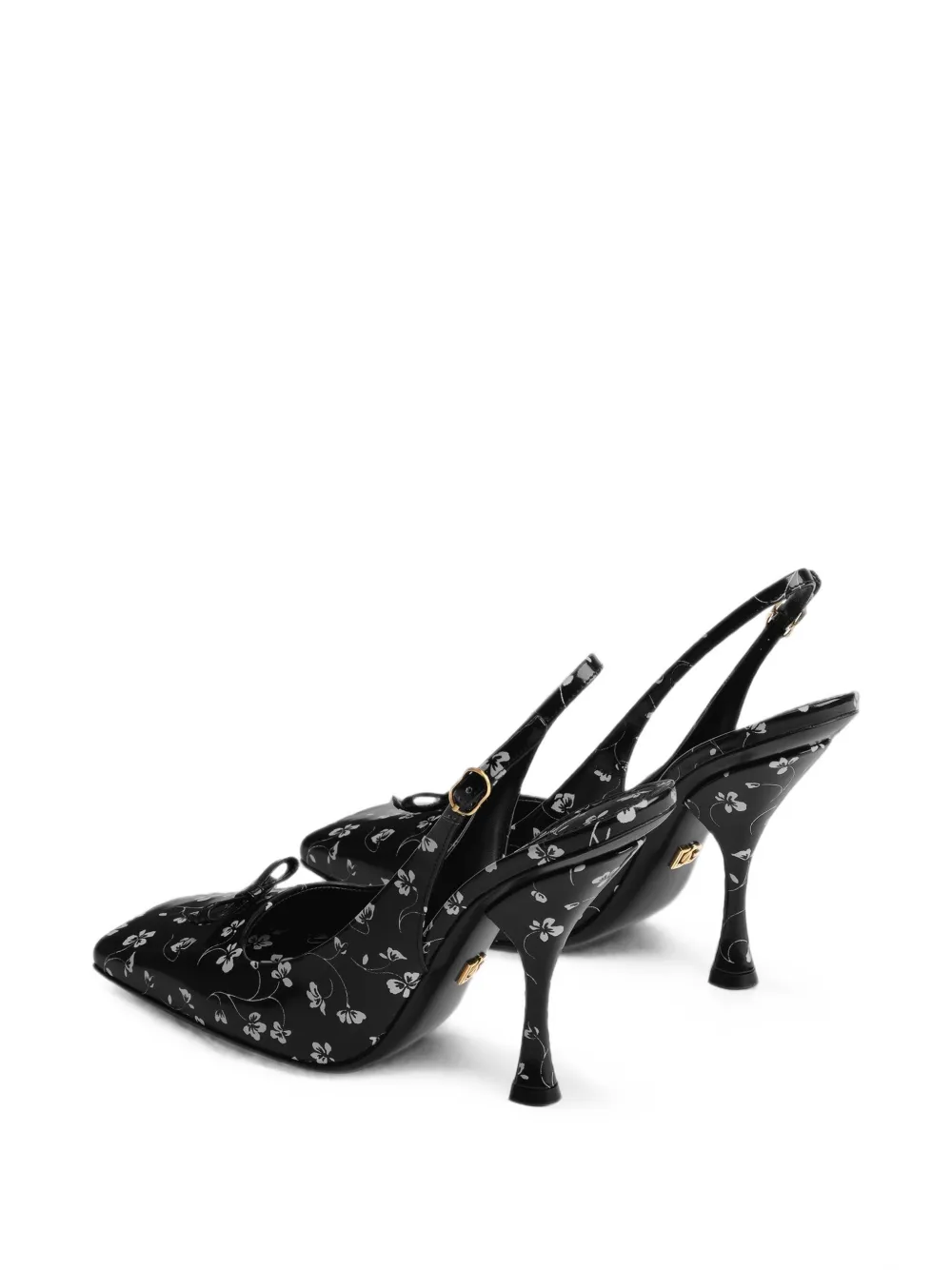 Dolce & Gabbana Kalfsleren slingback pumps met bloemenprint Zwart