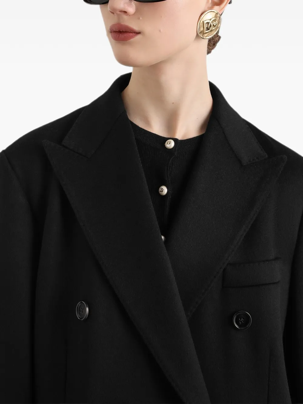 Dolce & Gabbana Mantel met dubbele rij knopen Zwart