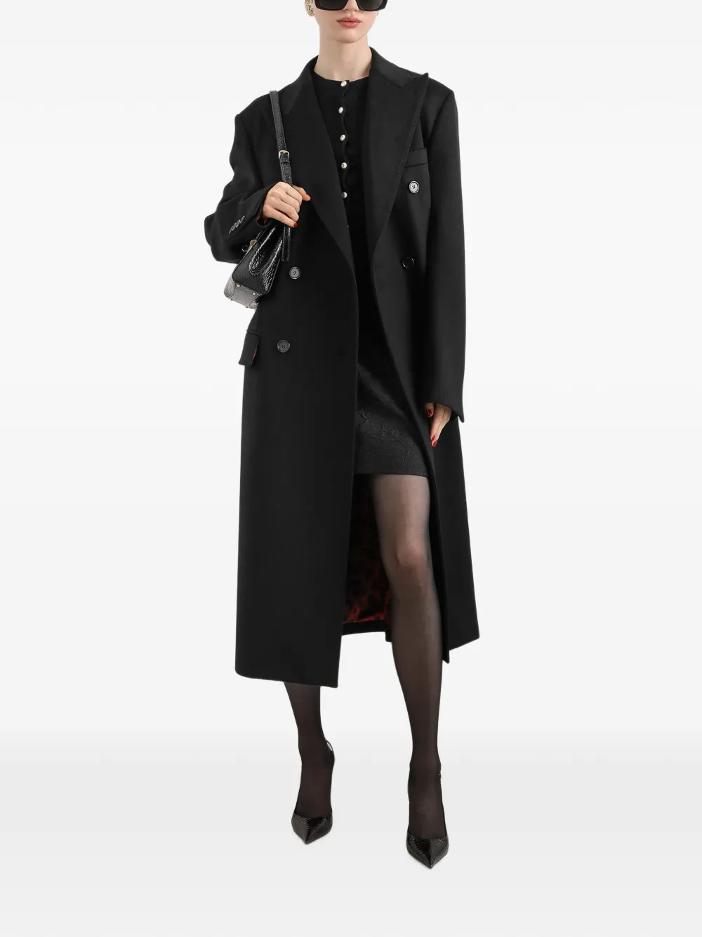 Dolce & Gabbana Mantel met dubbele rij knopen Zwart