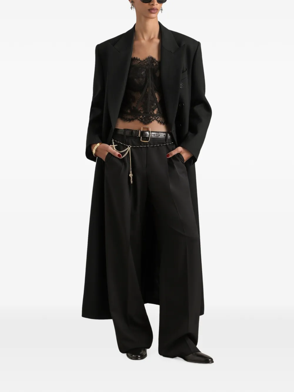 Dolce & Gabbana Wollen gabardine jas Zwart