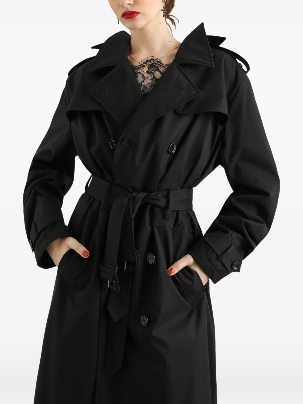Dolce & Gabbana Trenchcoat met dubbele rij knopen Zwart