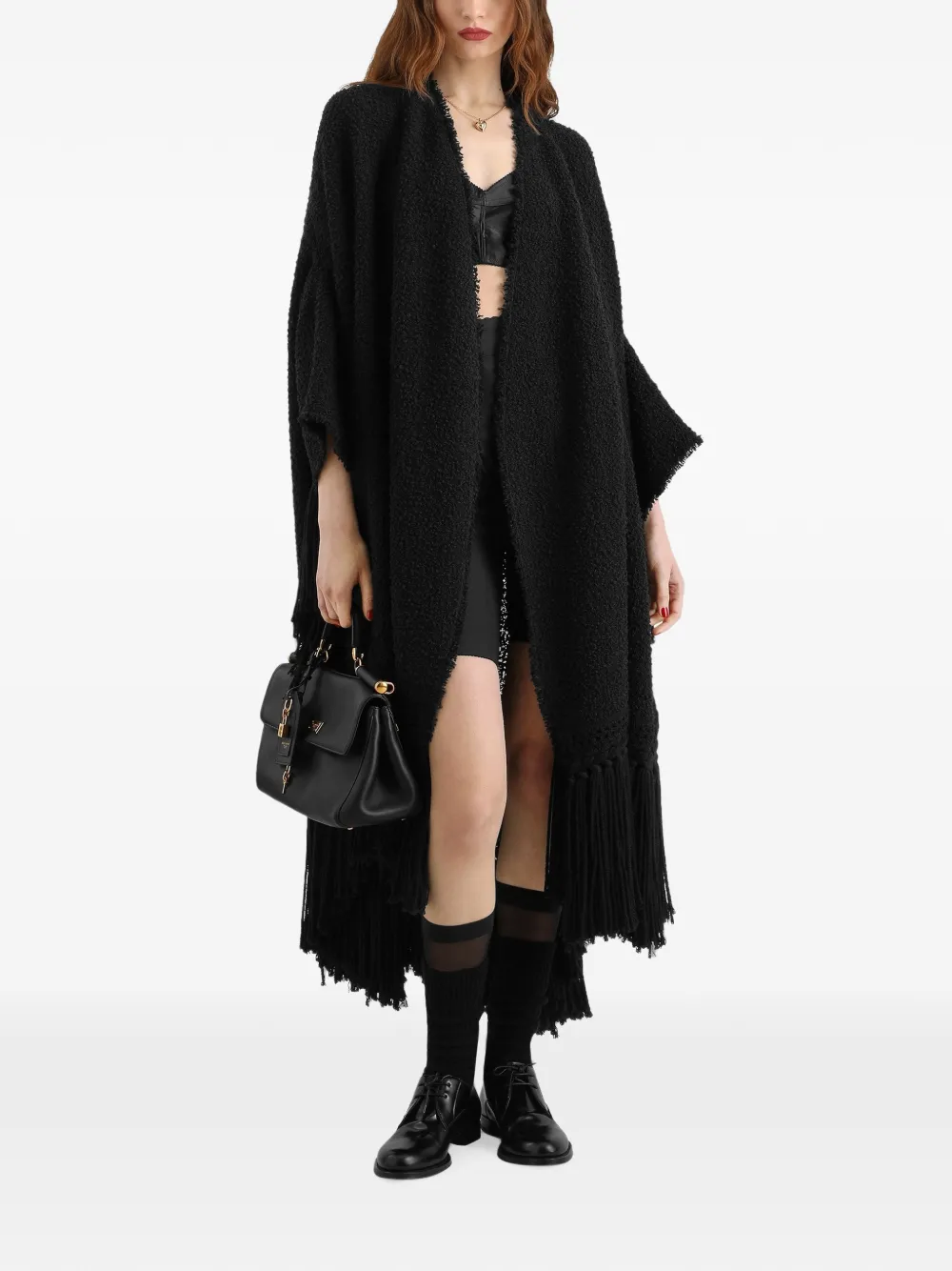 Dolce & Gabbana fringed-edge cape Zwart