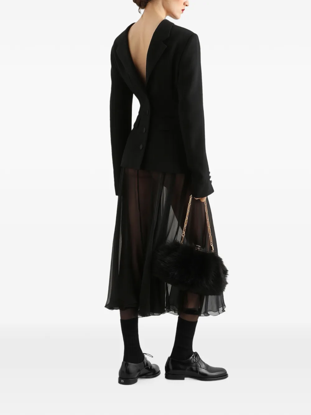 Dolce & Gabbana Wollen crêpe jack Zwart