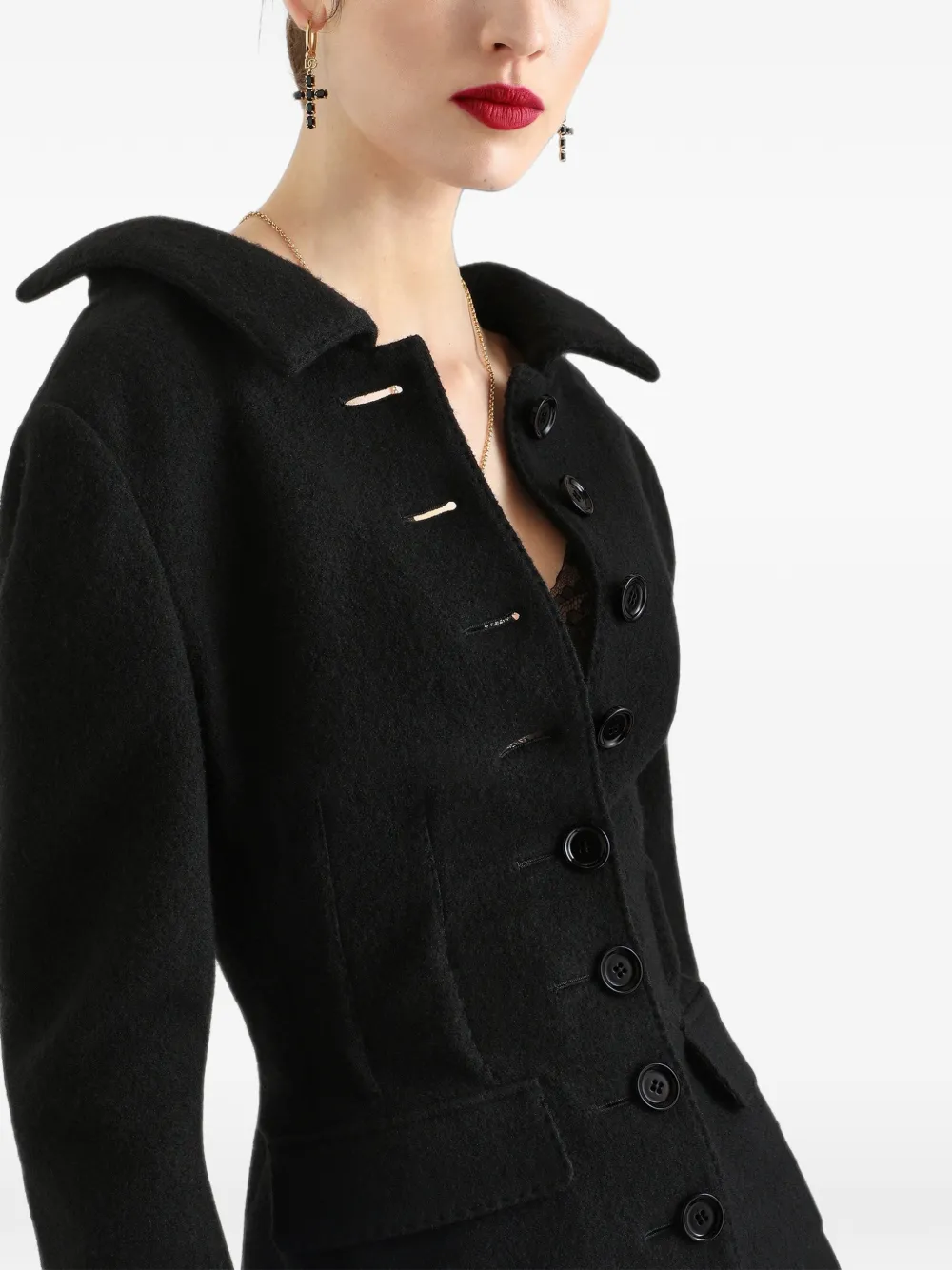 Dolce & Gabbana Wollen jack met enkele rij knopen Zwart
