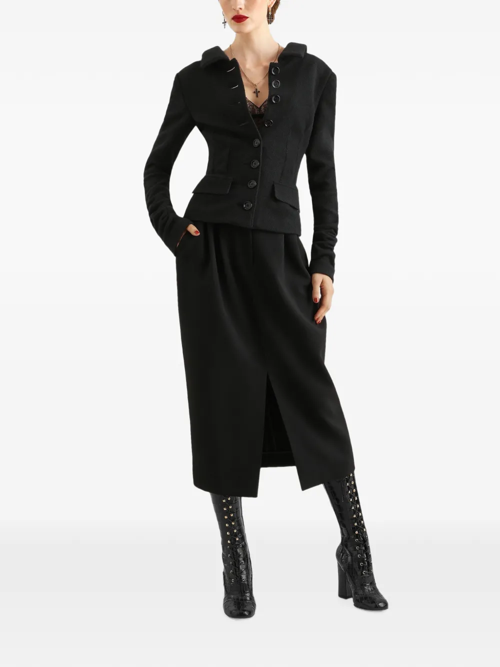 Dolce & Gabbana Wollen jack met enkele rij knopen Zwart