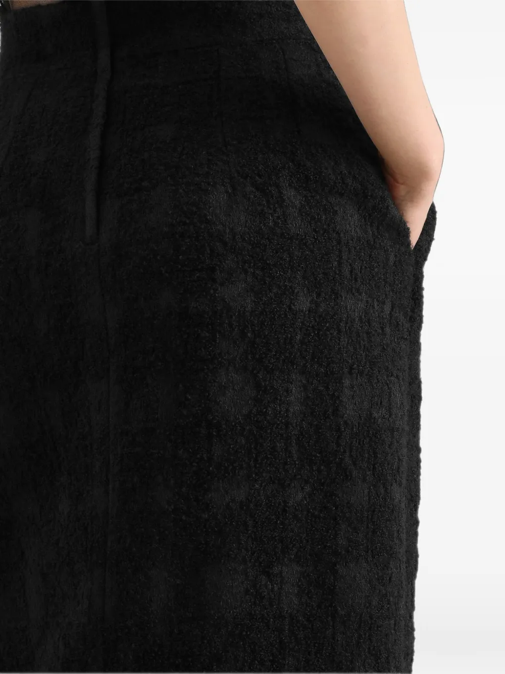 Dolce & Gabbana Geruite bouclé midi-rok van wolblend Zwart